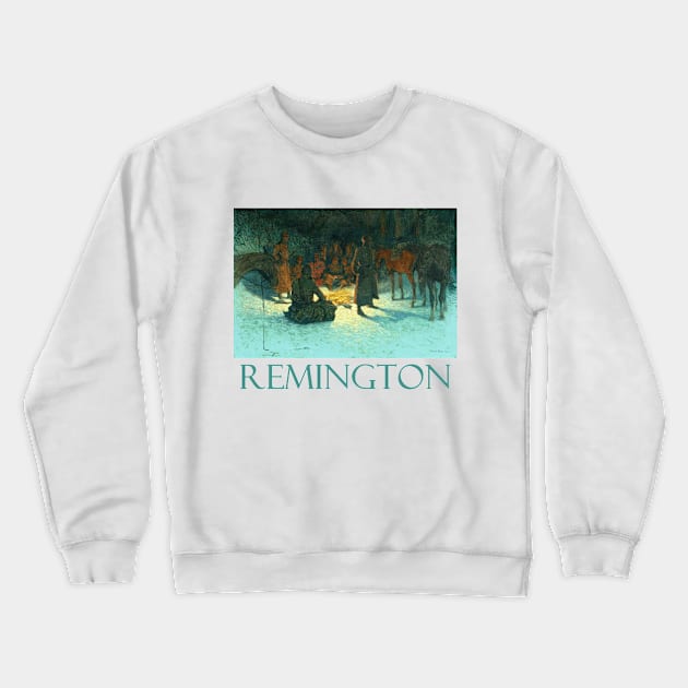 A Halt in the Wilderness by Frederic Remington Crewneck Sweatshirt by Naves